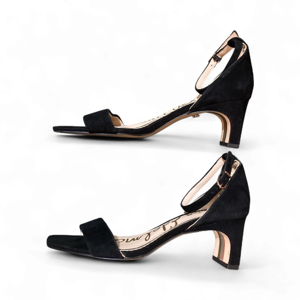 Sam Edelman Daniella Sandal Black Suede with gold colored accents size 7.5 EUC - Picture 2 of 9